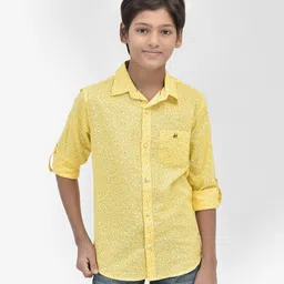 CRIMSOUNE CLUB Full Sleeves Floral Printed Shirt - Yellow-picture-27