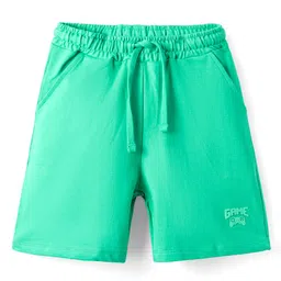 kookie kids india Kookie Kids 240GSM Terry Shorts With HD Print and Drawcord - Green image 1