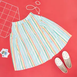 Pantaloons Junior Cotton Striped Skirt - Multi Colour-image-97