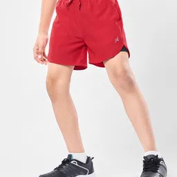 Pine Active Woven Ultra Light Above Knee Length Solid Shorts with High Stretch Inner Tights - Red-picture-25