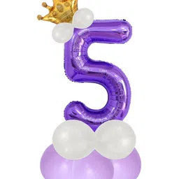 decor mantra Décor Mantra 32 Inch Number Foil Balloon 5 For birthday Decorations Items Kit Set-Purple Color-Pack of 14-picture-18