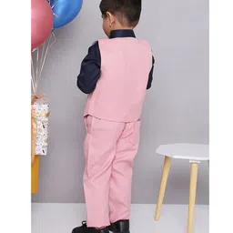 KID1 Full Sleeves Solid 4 Piece Party Suit - Pink & Navy Blue image 3