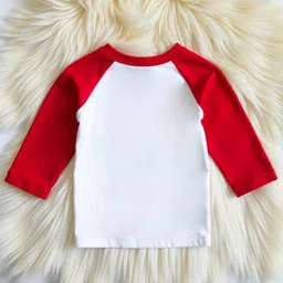 KNITROOT Cotton Knit Christmas Theme Full Raglan Sleeves Dabbin Through The Snow Text Printed Tee - Red & White image 3