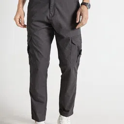 Crocodile Men Slim Fit Low-Rise Cotton Cargos Trousers-picture-40