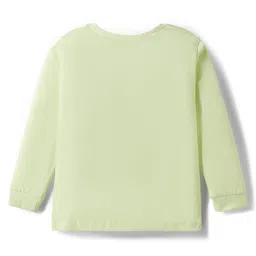 CUCUMBER Sinker Knit Full Sleeves T-Shirt & Lounge Pant Set with Vehicle & Text Print - Light Green & Blue image 3