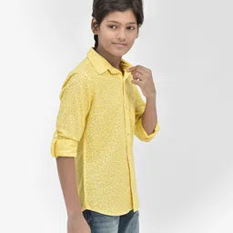 CRIMSOUNE CLUB Full Sleeves Floral Printed Shirt - Yellow image 5