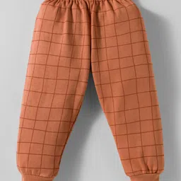 Teddy Interlock Knit Full Sleeves Night Suit With Animal Print - Rust Orange image 4