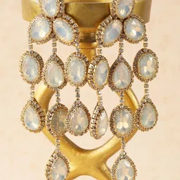 CORSICA Gold Plated Rhinestone Studded Contemporary Drop Earrings-picture-33