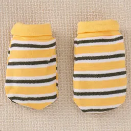 Babyoye 100% Cotton With Eco-Jiva Finish Cap Mitten & Booties Stripes Pattern Yellow - Cap Diameter 9.5 cm image 5
