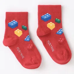 Mustang Cotton Blend Ankle Length Socks Vehicle Design Pack of 5 - Red image 5