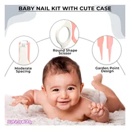 Bembika Baby Nail Clippers Set With Cute Monkey Case Pack of 4 - Pink image 5