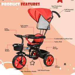 toys r us avigo Tricycle Plug and Play|Tricycle with Height Adjustable Parental Control | Kids Safety Belt | Foam/Cushion Seat | 1-5 Years Old Kids | Make in India, Tricycle image 3
