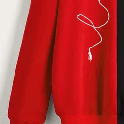 BAESD Boys Red & Red Printed Cotton Hooded T-shirt image 5