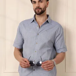 WROGN Men Comfort Slim Fit Opaque Striped Casual Shirt-picture-38