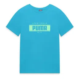 Puma Kids Blue Cotton Printed T-Shirt-image-69