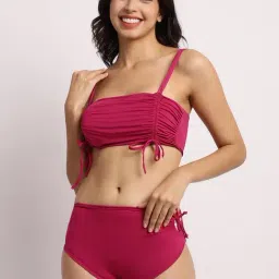 aoba Erotissch Magenta Plain Bikini Set-picture-13