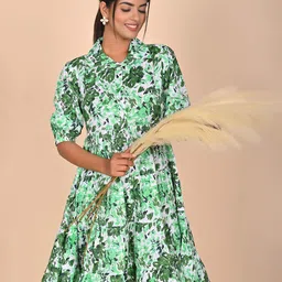 Rashmi Shree Creation Floral Printed Tiered Cotton Fit & Flare Dress image 4