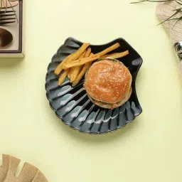 VarEesha Leher Blue Ceramic Large Sea Shell-Shaped Serving Platter-image-43