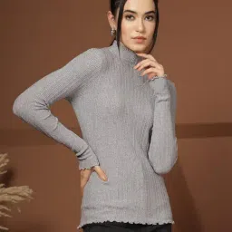 Mafadeny Grey Regular Fit Pullover image 3