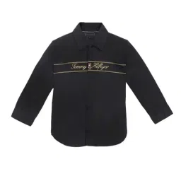 Tommy Hilfiger Kids Black Cotton Logo Full Sleeves Shirt-image-67