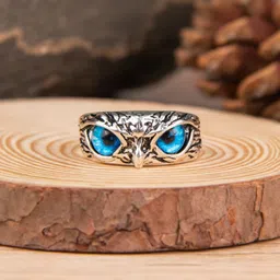 Teeragaj Owl Eye Stone Studded Adjustable Finger Ring-image-91