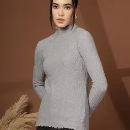 Mafadeny Grey Regular Fit Pullover image 4