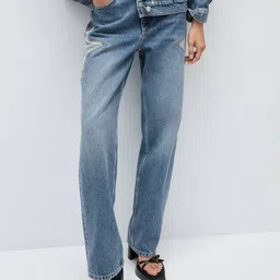 MANGO Women Light Fade Straight Fit Pure Cotton Jeans-picture-13