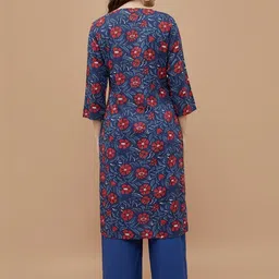 Melange by Lifestyle Women Printed Keyhole Neck Flared Sleeves Mirror Work Anarkali Kurta image 4