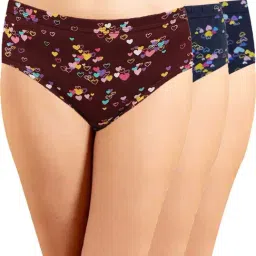 IN CARE Maroon & Navy Cotton Printed Hipster Panties - Pack Of 3-image-10