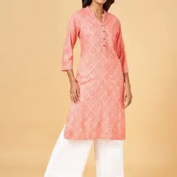 Rangmanch by Pantaloons Peach Printed Straight Kurta-picture-46