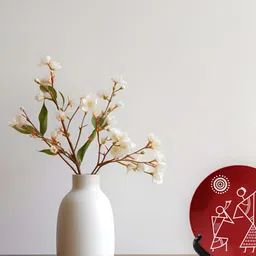 THE QUIRKY HOME 3Pc Red & White Figurative Abstract Printed Ceramic Decorative Wall Decor image 4