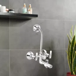 Gold Bell Prime Brass 3 In 1 Wall Mixer Set with 203X203 mm(8X8 Inch) SS Sandwich Overhead 381 mm(15 Inch) SS Arm Hand Shower, 3-1-Siya-Soft-8S-15A-64 image 5