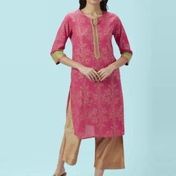 Rangmanch by Pantaloons Pink Cotton Printed Straight Kurta-picture-11