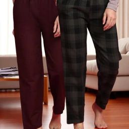 Kryptic Green & Coffee Brown Cotton Relaxed Fit Printed Lounge Pants - Pack of 2-picture-31