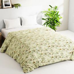 Bianca Victoria Light Yellow Cotton Floral Double Comforter-picture-25