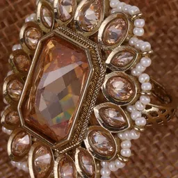 SALONI FASHION JEWELLERY Women Gold Plated Adjustable Finger Ring-picture-15