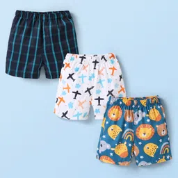 Babyhug Cotton Poplin Boxers Animal & Vehicle Print Pack of 3 - Multicolour-picture-15