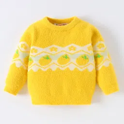 Kookie Kids Full Sleeves Pullover Sweater with Strawberry Design - Yellow-picture-34