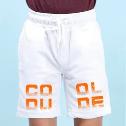 NUSYL Cotton Blend Cool Dude Text Printed Shorts - White-picture-18