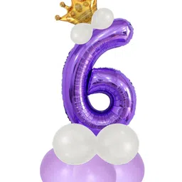 decor mantra Décor Mantra 32 Inch Number Foil Balloon 6 For birthday Decorations Items Kit Set-Purple Color-Pack of 14-picture-27