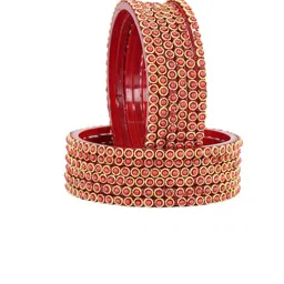 ZULKA Set Of 12 Pearls Beaded & Moti Work Glass Bangles image 3