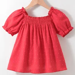 Kookie Kids Half Sleeves Texture Top- Red image 2