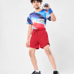 Pine Active Woven Ultra Light Above Knee Length Solid Shorts with High Stretch Inner Tights - Red image 2