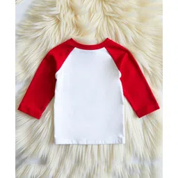 KNITROOT Cotton Knit Christmas Theme Full Raglan Sleeves Dabbin Through The Snow Text Printed Tee - Red & White image 3