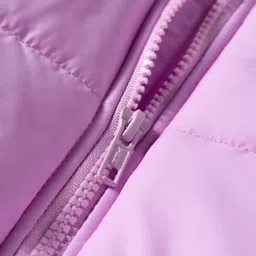 Babyhug Disney Woven Full Sleeves Hooded Padded Jacket with Marie Badge Detailing - Lavender image 4