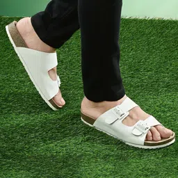 Afrojack Men Leather Buckled Sliders image 1