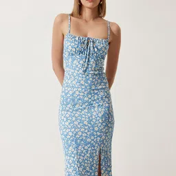 Happiness istanbul Floral Printed Sleeveless Bodycon Dress-picture-36
