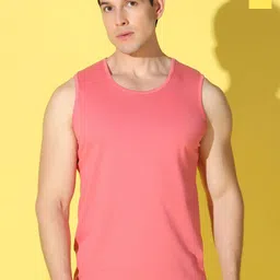 WOOSTRO Pack Of 2 Printed Combed Cotton Gym Vests -VWS26(PLAIN PEACH)(BKLN YELLOW)-picture-28