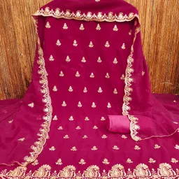 HERE&NOW Floral Embellished Sequinned Organza Unstitched Dress Material-picture-35