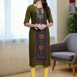 HERE&NOW Women Pack of 3 Ethnic Motifs Printed Daily Straight Kurtas-picture-29